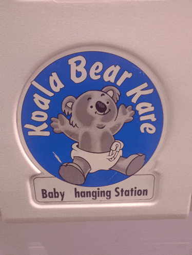 a baby hanging station has a koala bear on the logo