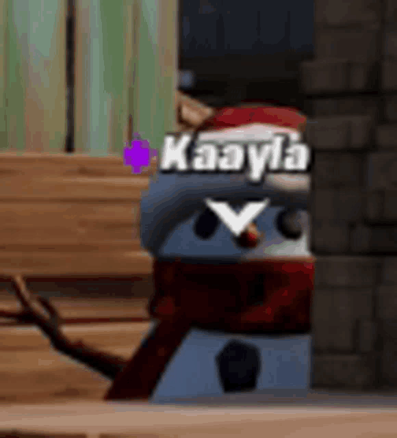 a snowman wearing a santa hat and scarf has the name kaayda on it .