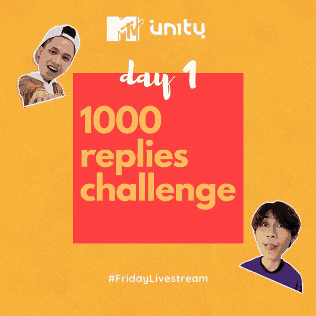 a poster that says 1000 replies challenge with a yellow background