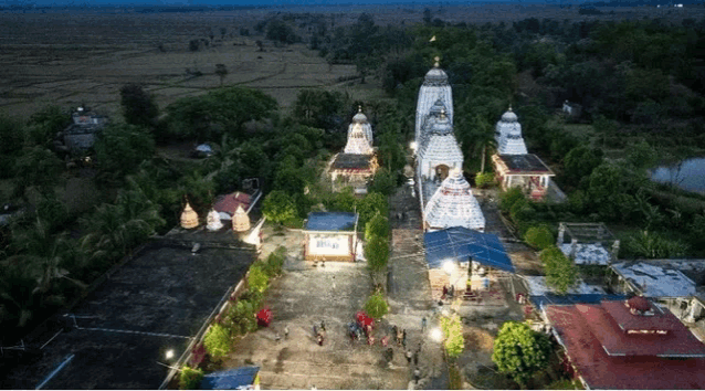 an aerial view of a temple with a sign that says ' shree ram ' on it