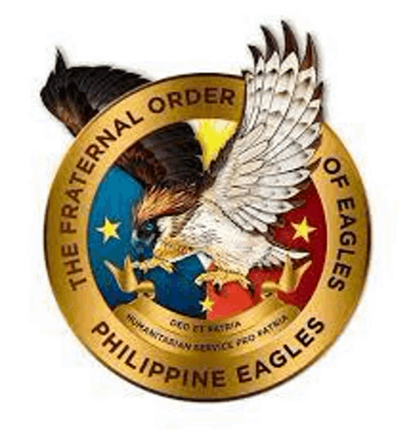 the logo for the fraternal order of eagles of the philippines with an eagle on it .