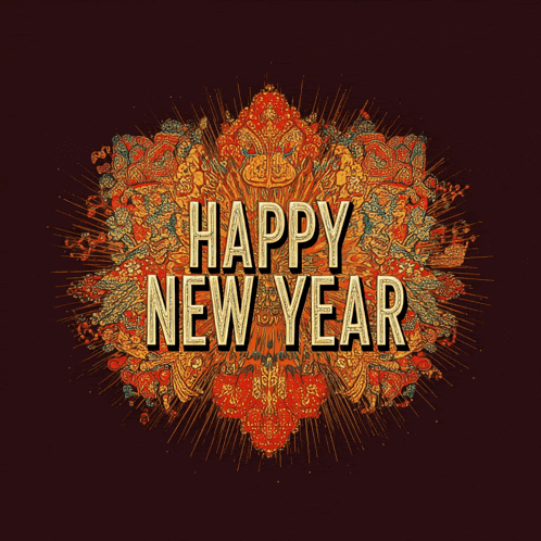 a greeting card that says happy new year on a dark background