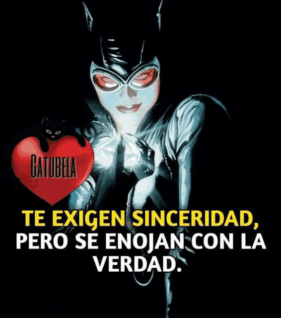 a poster of catwoman holding a heart that says gatubela on it