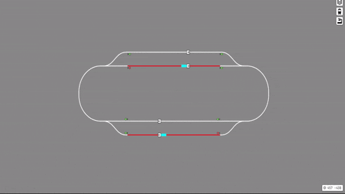 a computer screen shows a race track with a red circle in the center