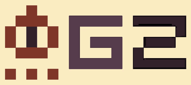 the letters g2 and g3 are displayed in a pixel art style