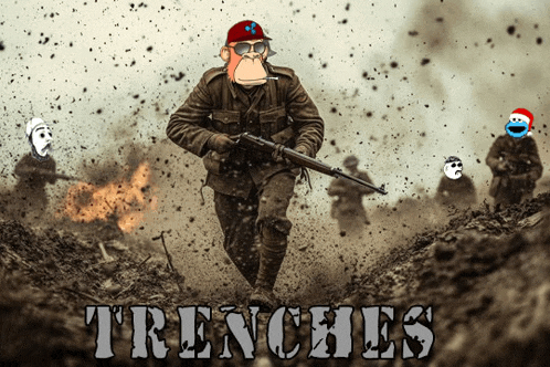 a poster for trenches shows a monkey holding a rifle