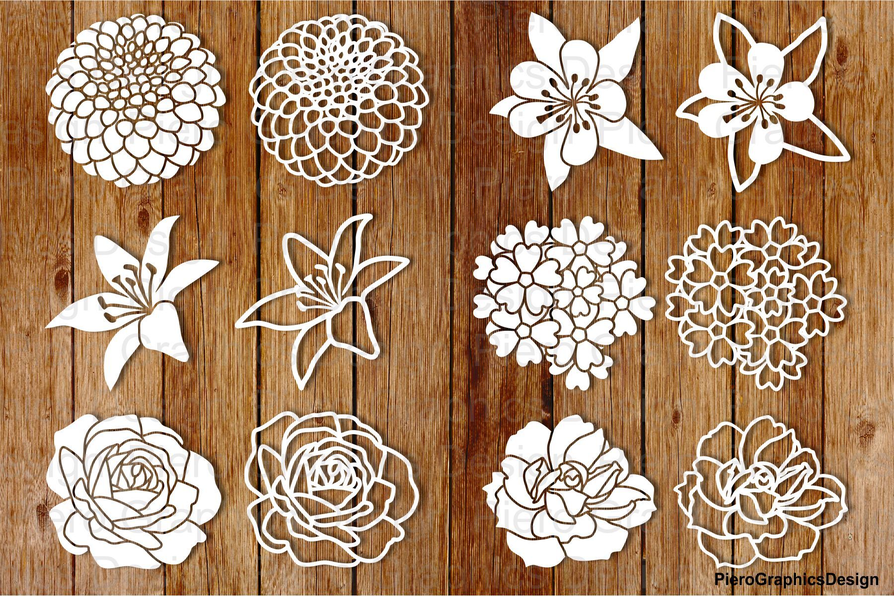 Flowers set 3 SVG files for Silhouette Cameo and Cricut. By ...