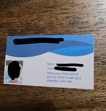 My son received a playdate business card from a classmate