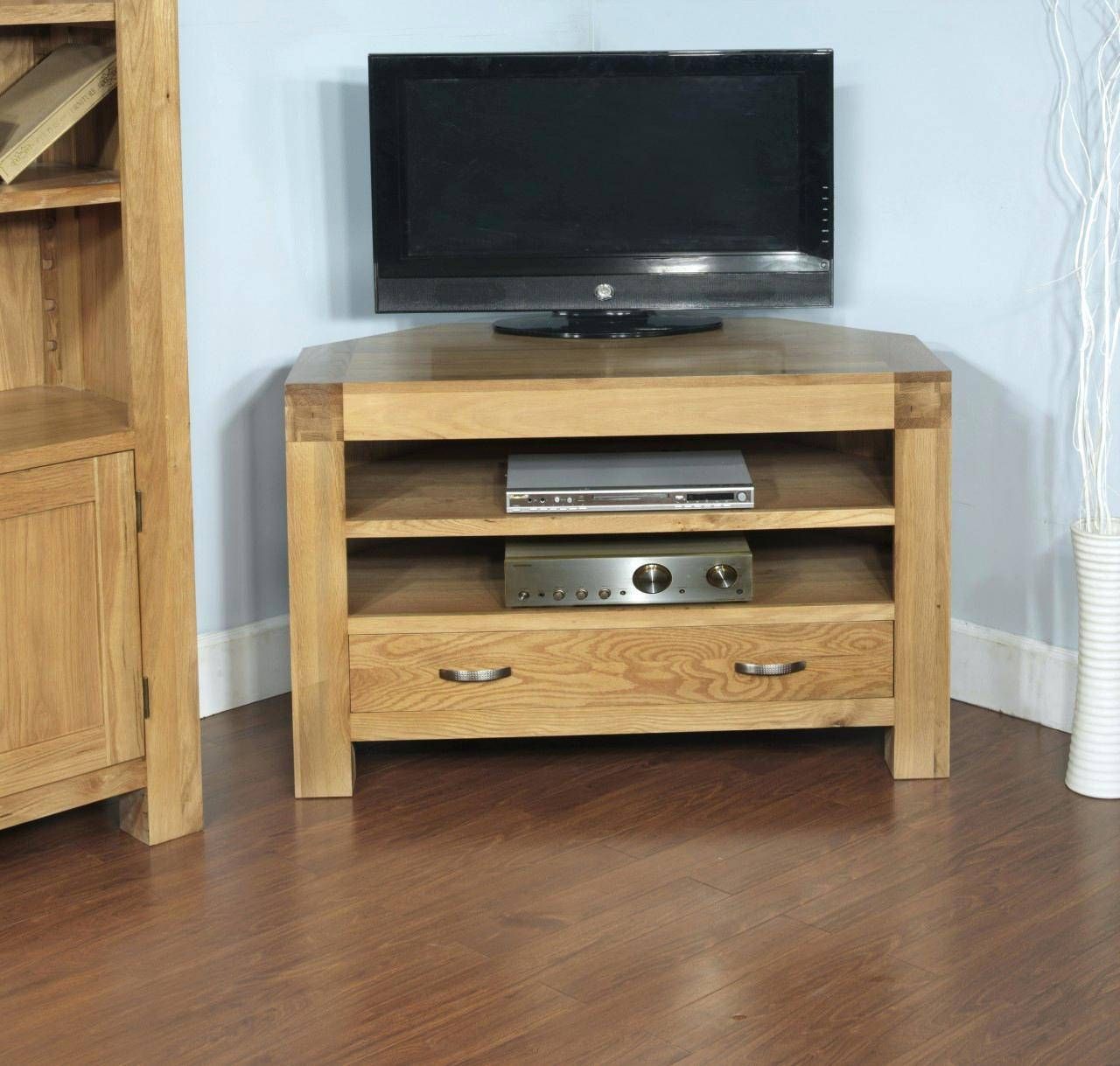 Tv Stand : Small Corner Tv Stands For Flat Screens Uk Bright Wood For Corner Tv Stands With Drawers (View 14 of 15)