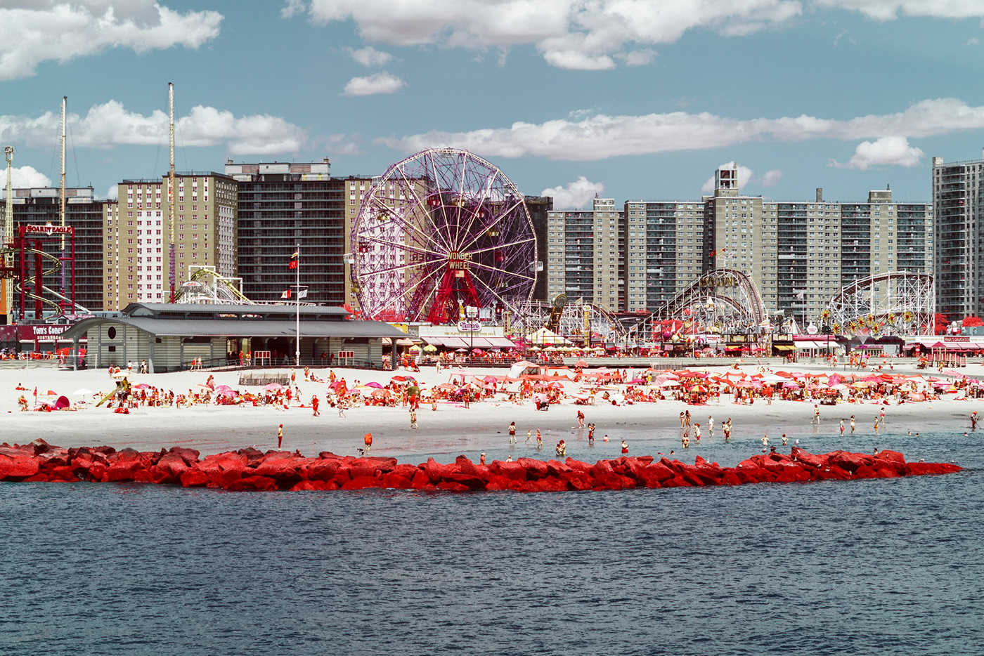 New York street photography beach amusment park Aerochrome infrared infrared photography united states america coney island