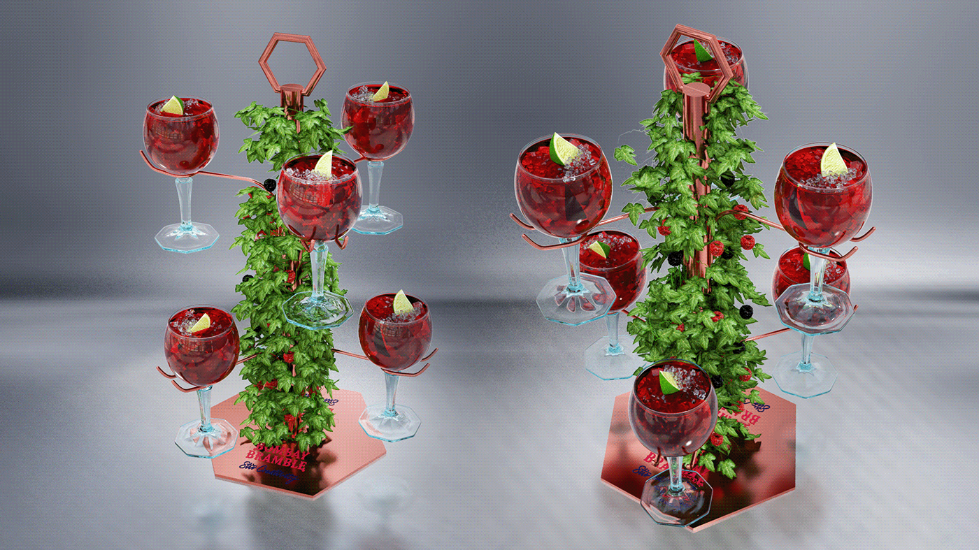 3d design 3d render 3ds max Bombay bramble cocktail COCKTAIL TREE Tree  vray