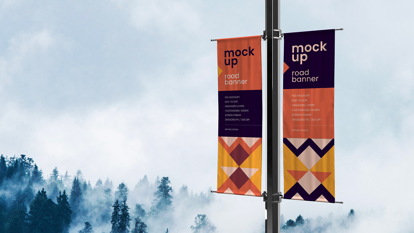 advertisement banner billboard free lightbox Mockup poster Street template road