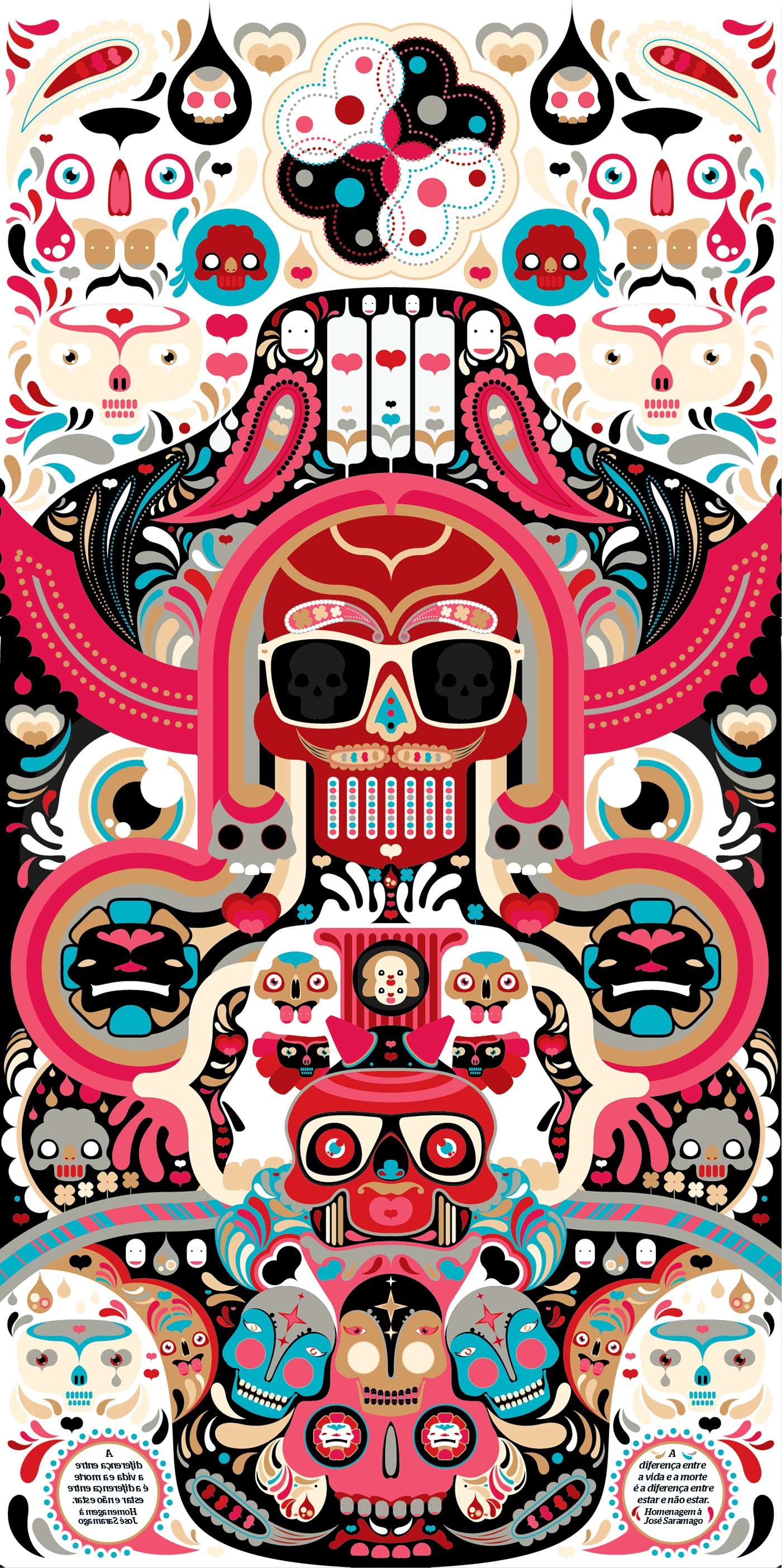 vector ILLUSTRATION  skull complex indio digital painting calavera robot bezier curves