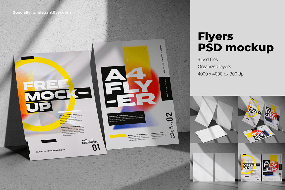 Flyers free mockup on Behance