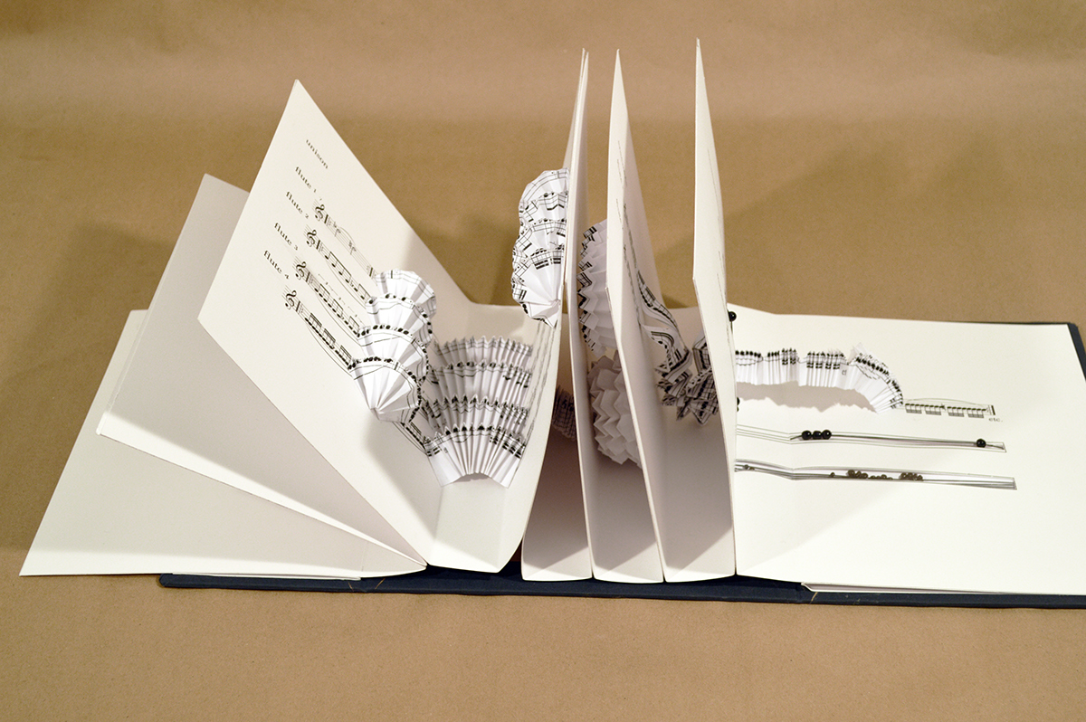 artistbook music vibrato score notes fold paper flute music technique