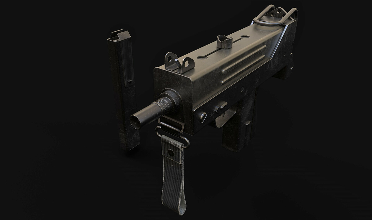 3D blender gameart gamedesign Gun HardSurface hardsurfacemodelling mac10 Substance Painter Weapon