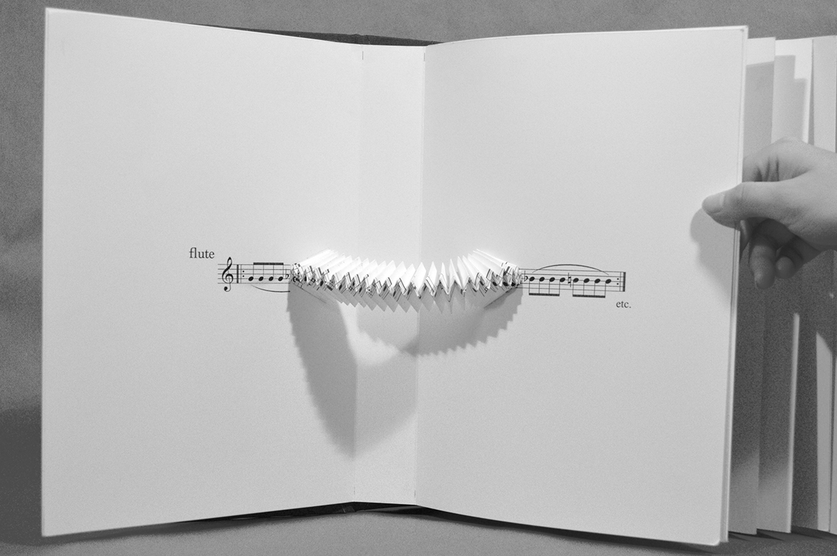 artistbook music vibrato score notes fold paper flute music technique