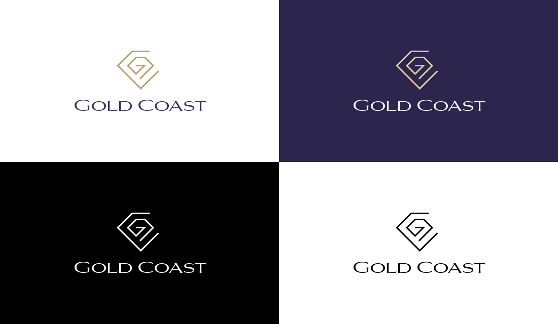 Luxury jewelry gold coast brand logo Logotype presentation