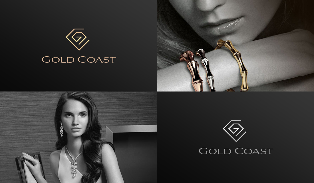 Luxury jewelry gold coast brand logo Logotype presentation