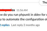 Message from Slack that talks about running PHPUnit tests.