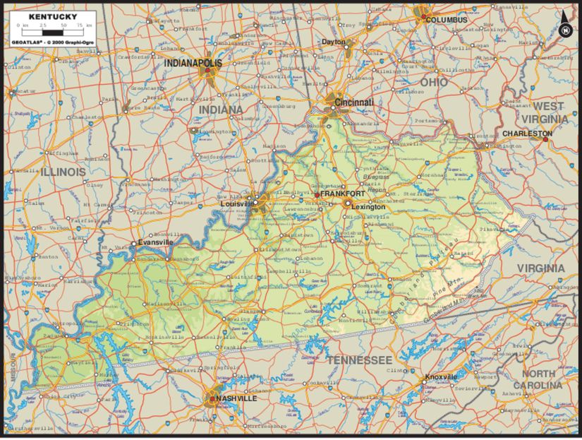 Kentucky Map Wallpaper Mural - Murals Your Way