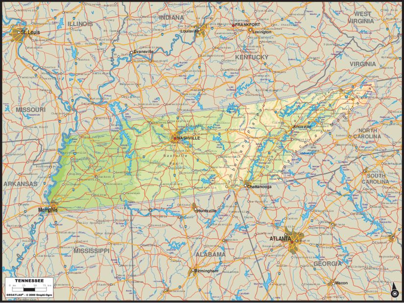 Tennessee Map Mural - Murals Your Way