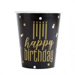 Metallic Happy Birthday Cups (8/pk)