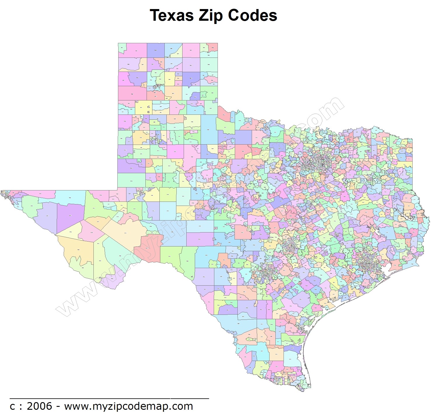 Texas Zip Code Maps - Free Texas Zip Code Maps