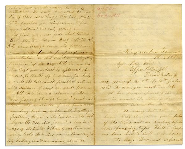 Archive of Civil War Letters by Corp. William H. Clayton of the 80th Illinois Infantry -- ''...routed them completely killing ten & wounding about 30...''