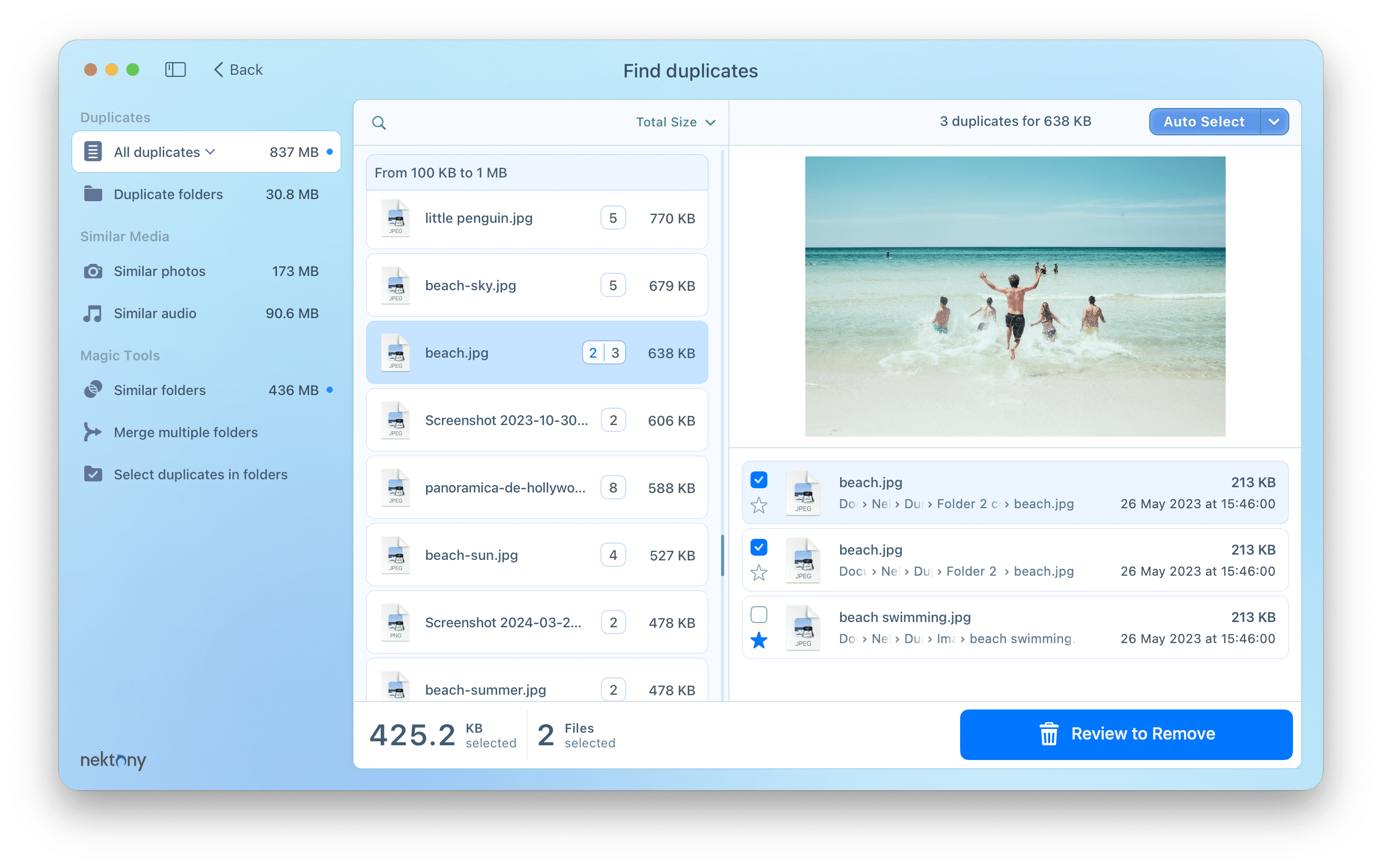 Detecting duplicates with the app