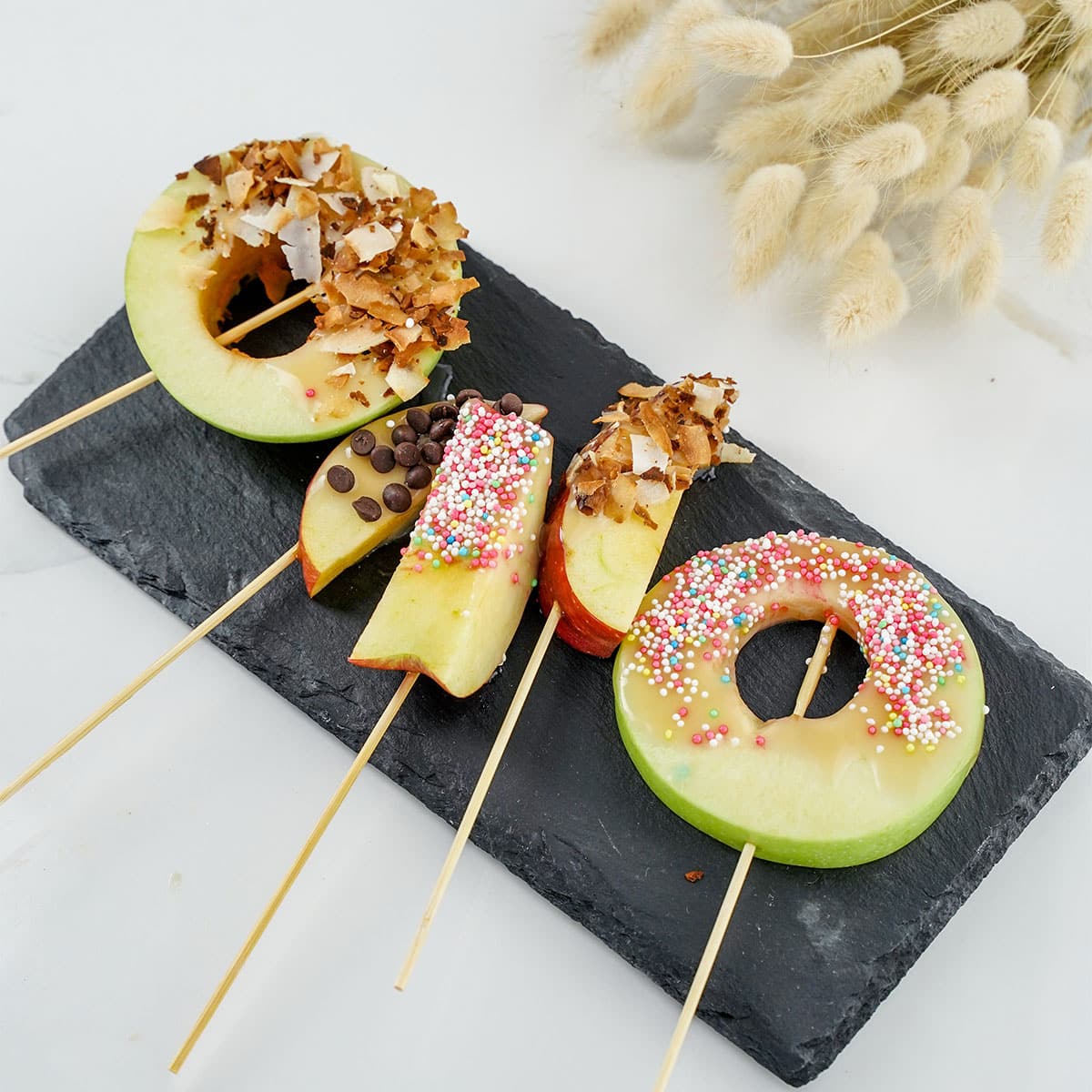 plate of caramel apple slices