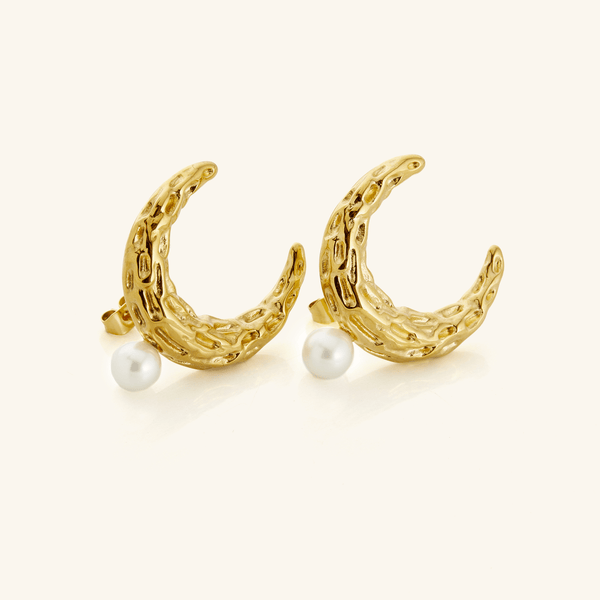 Cascading Pearl Crescent Studs | VELA x Nominal - Nominal