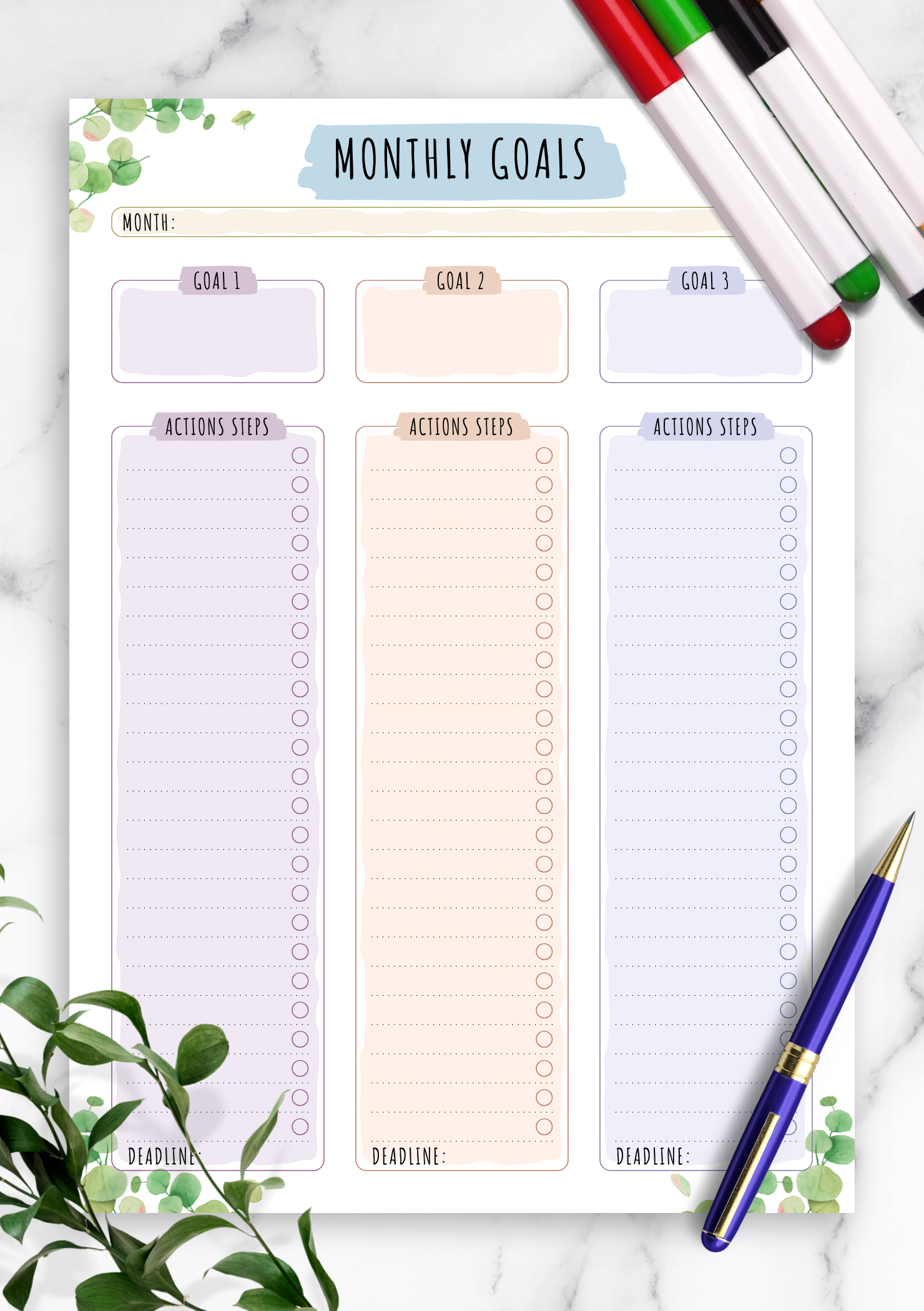 Monthly Goals Template Royalty Free Vector Image - vrogue.co