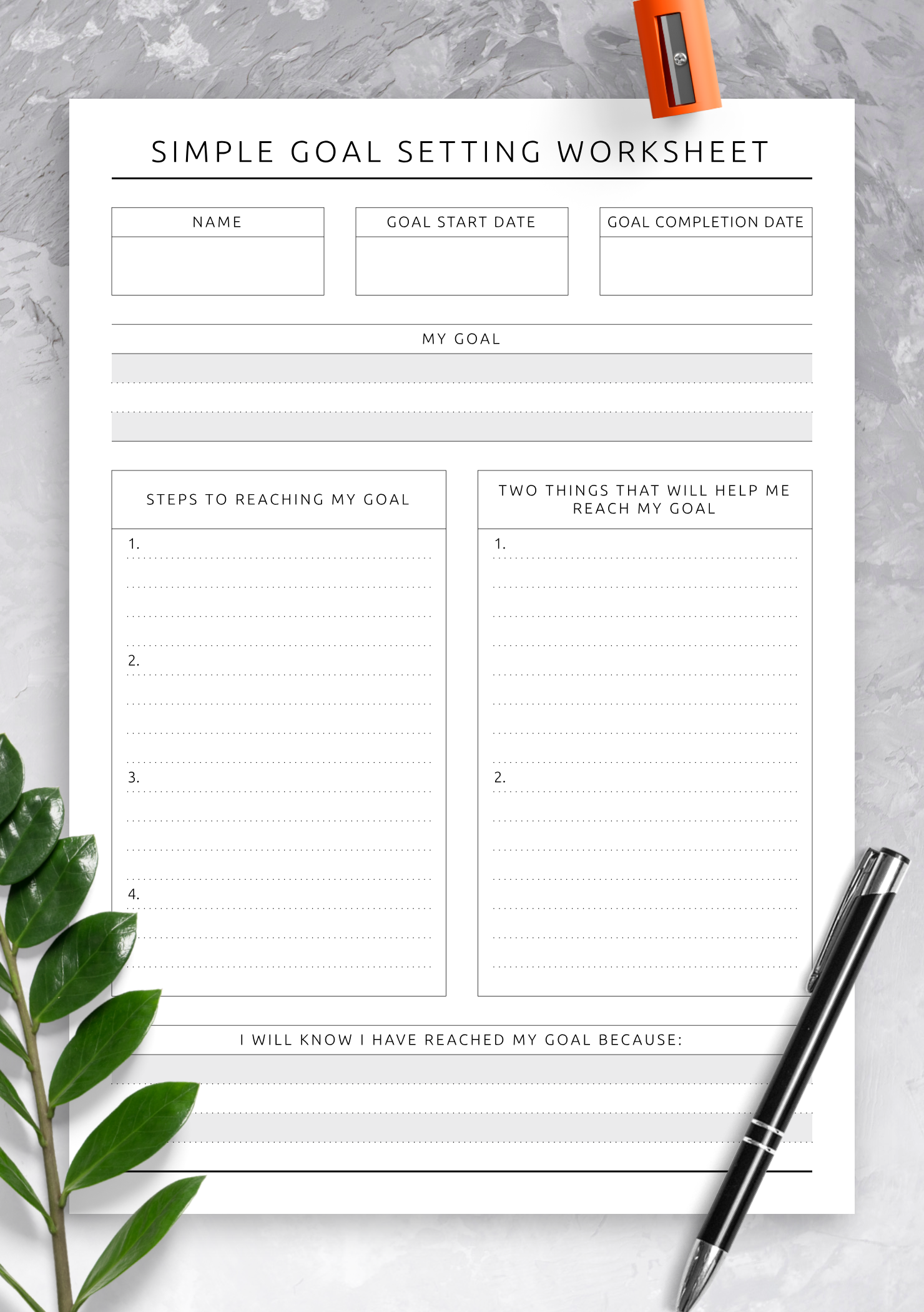 Free Printable Goal Planner