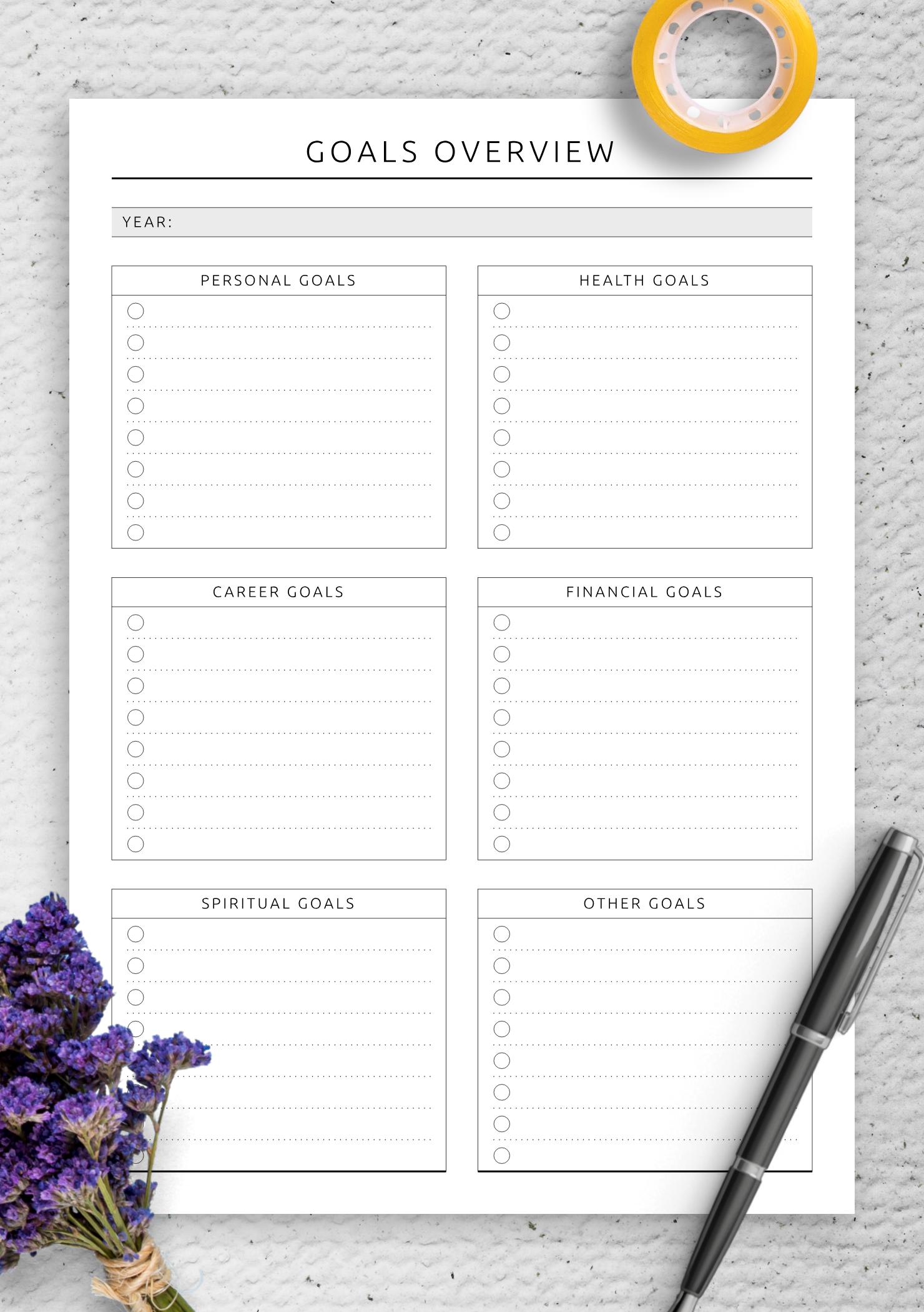 Printable Goal Setting Template