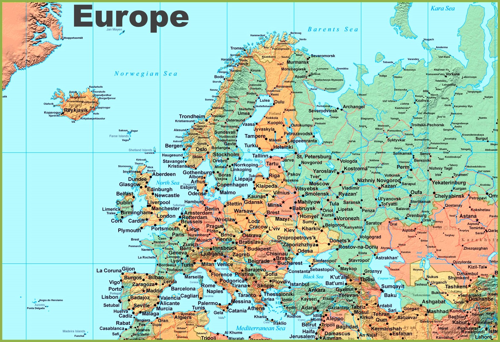 Europe Map Printable