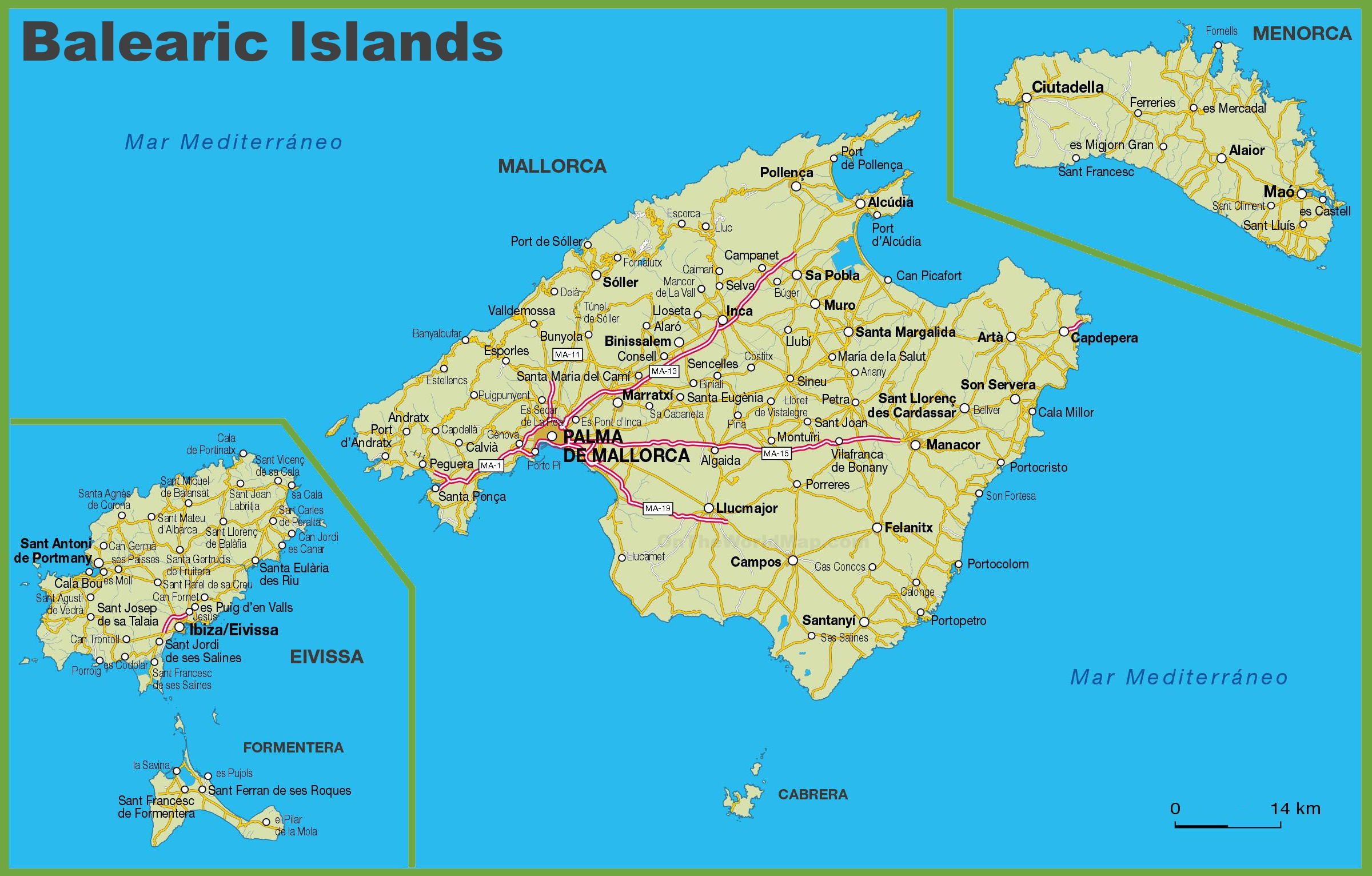 Balearic Islands On World Map : Balearic Islands Map / Geography of ...