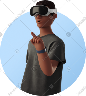 年轻人戴着 vr 眼镜看东西 PNG, SVG