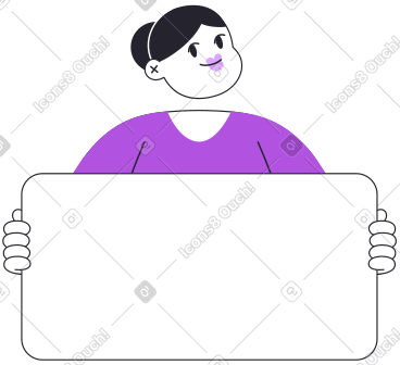 Woman with banner PNG, SVG