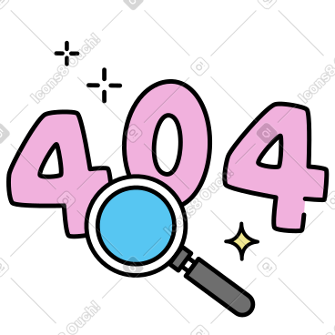 虫眼鏡で見る404エラーコード PNG、SVG