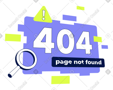 Text error 404, page not found with magnifying glass PNG, SVG