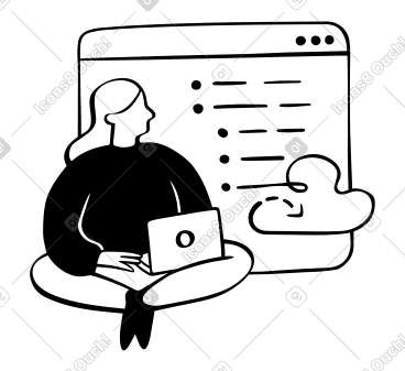 Woman programming on laptop PNG, SVG