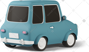 Back view of toy car turn right blue в PNG, SVG