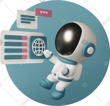 Cute astronaut and web windows with globe icon PNG, SVG