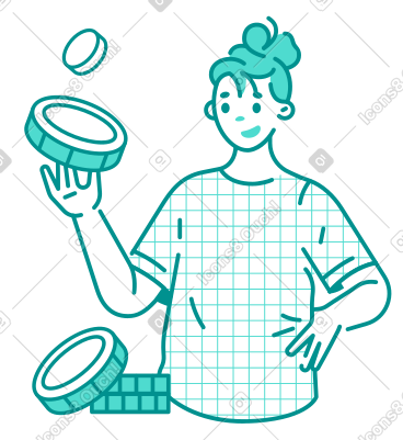 女人向空中抛硬币 PNG, SVG