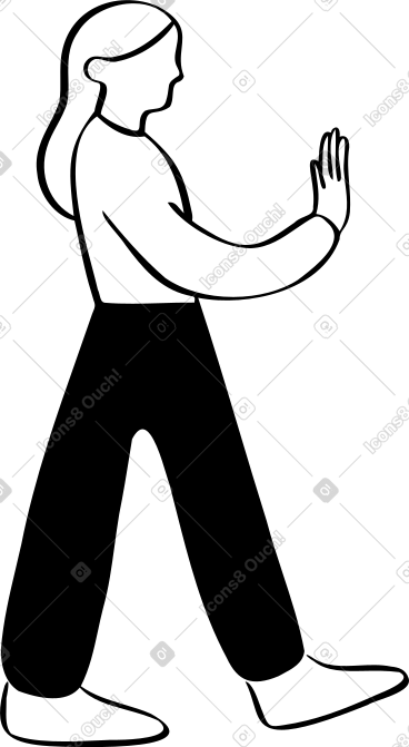 Mujer caminando con la mano en alto PNG, SVG