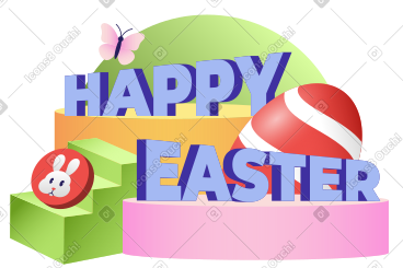 Schriftzug „frohe ostern“ mit eiern, hasensymbol und schmetterlingstext PNG, SVG