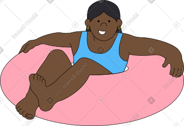 Young woman on an inflatable ring PNG, SVG