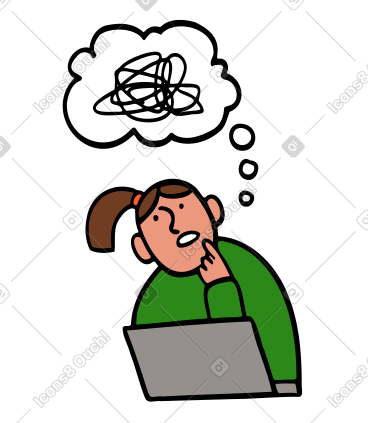 Donna con un computer portatile che si sente confusa PNG, SVG