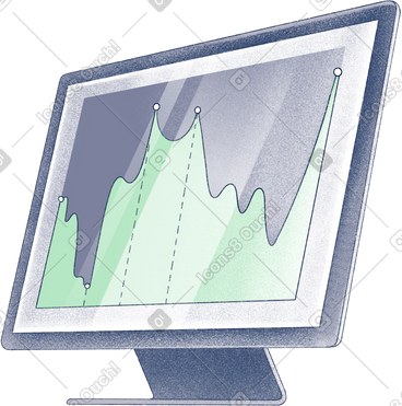 Monitor with graph PNG、SVG